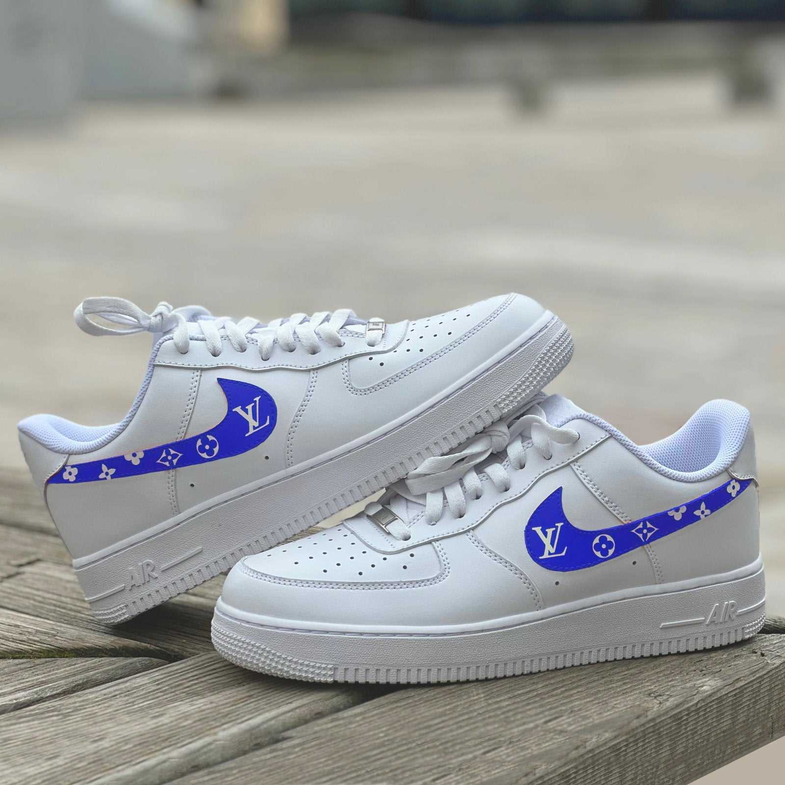 Blue 'Louis Vuitton' Air Force 1 Custom Sneakers