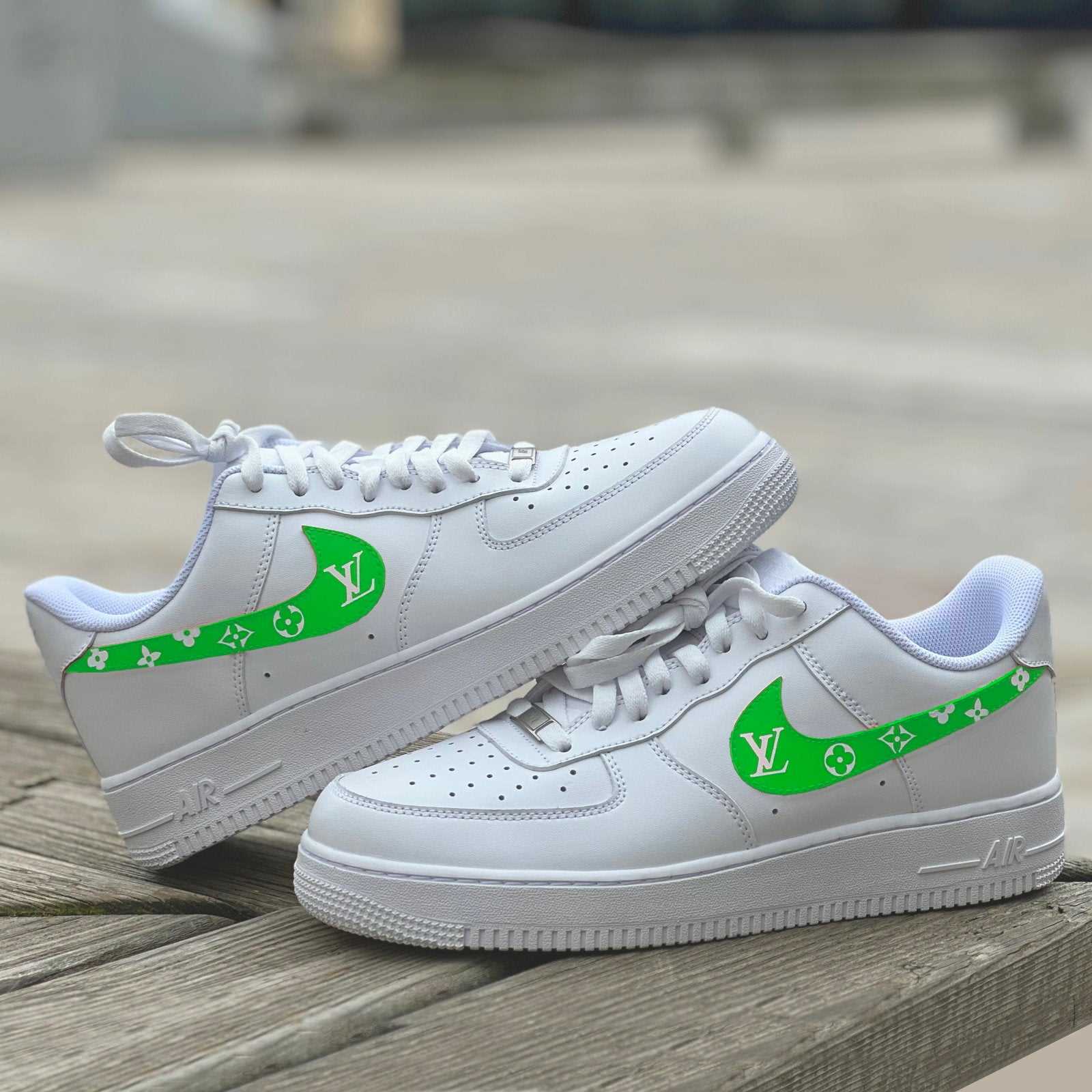 Green 'Louis Vuitton' Air Force 1 Custom Sneakers