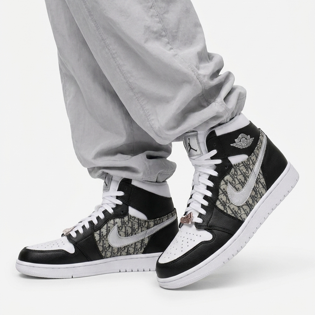 Silver Dior Air Jordan 1 High