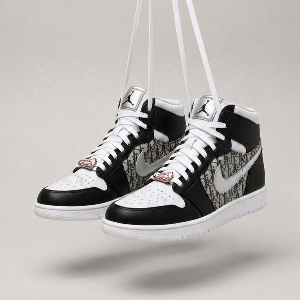 Silver Dior Air Jordan 1 High