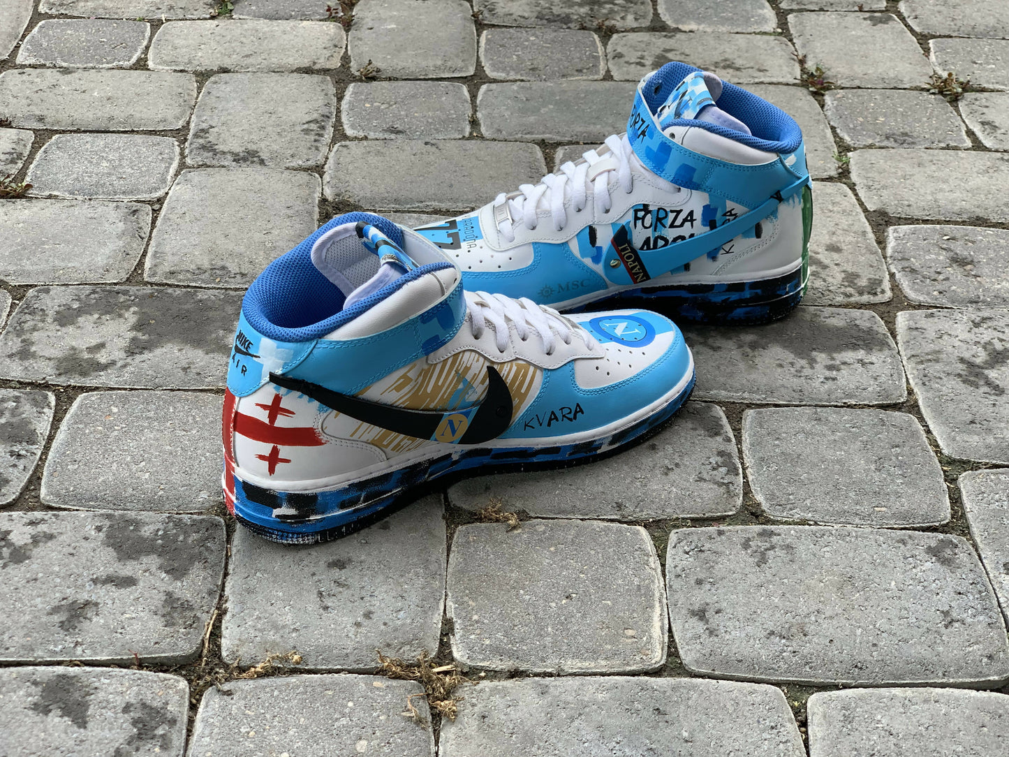Custom handmade AF1 Mid FC NAPOLI Addition