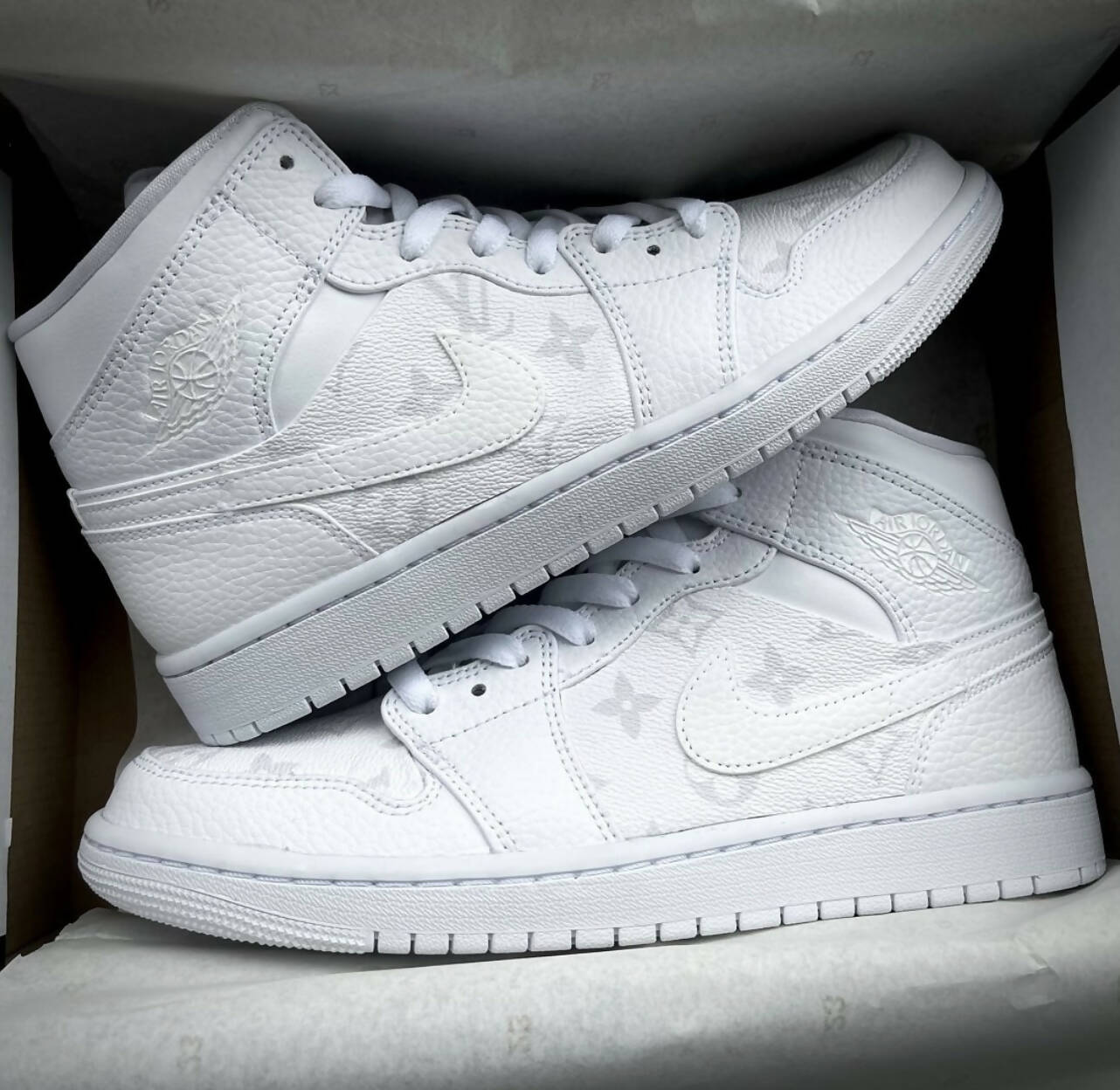 'White LV' Jordan 1 Mid