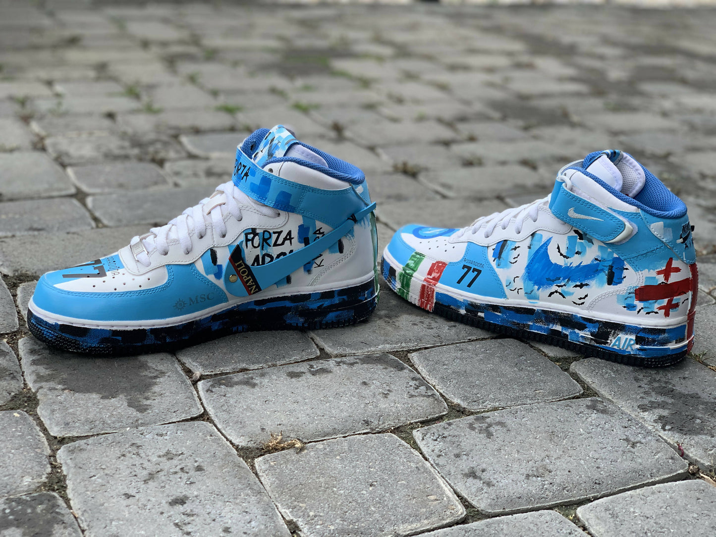 Custom handmade AF1 Mid FC NAPOLI Addition
