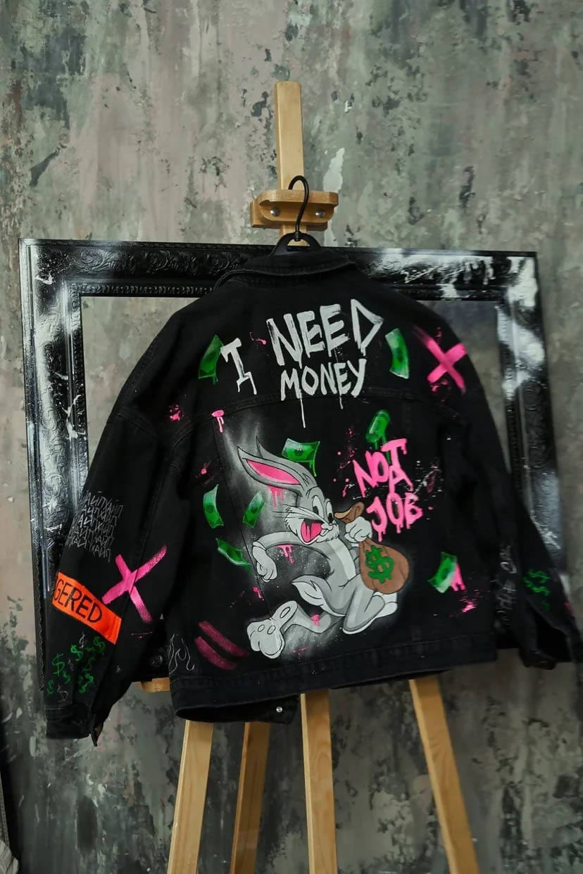 'Bugs Bunny' Hand-Painted Denim Jacket