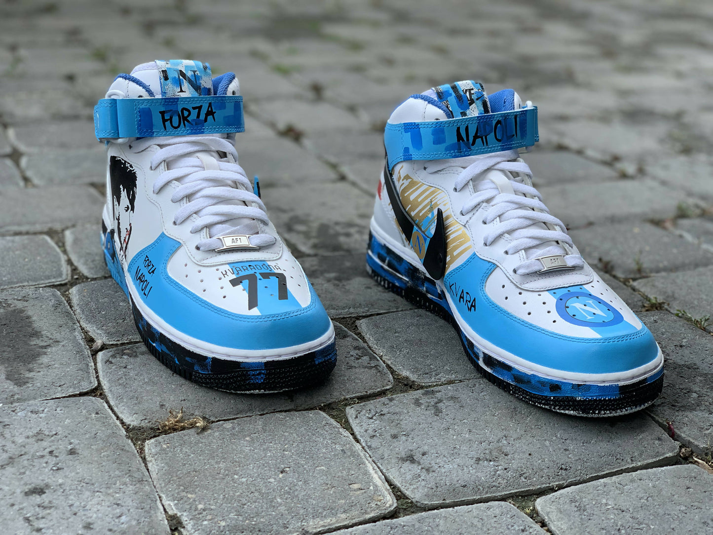Custom handmade AF1 Mid FC NAPOLI Addition