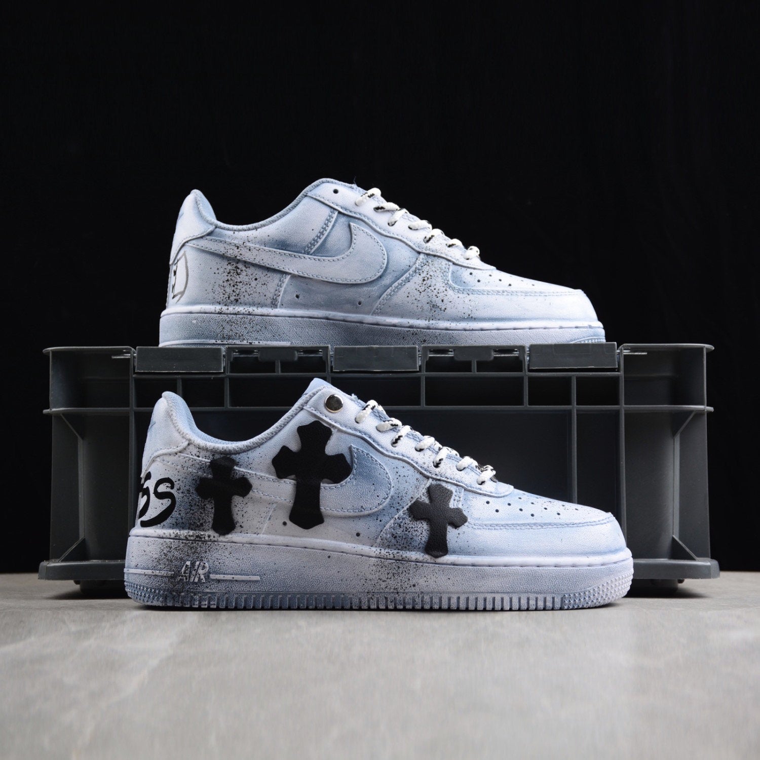 Blue Chrome Hearts Air Force 1
