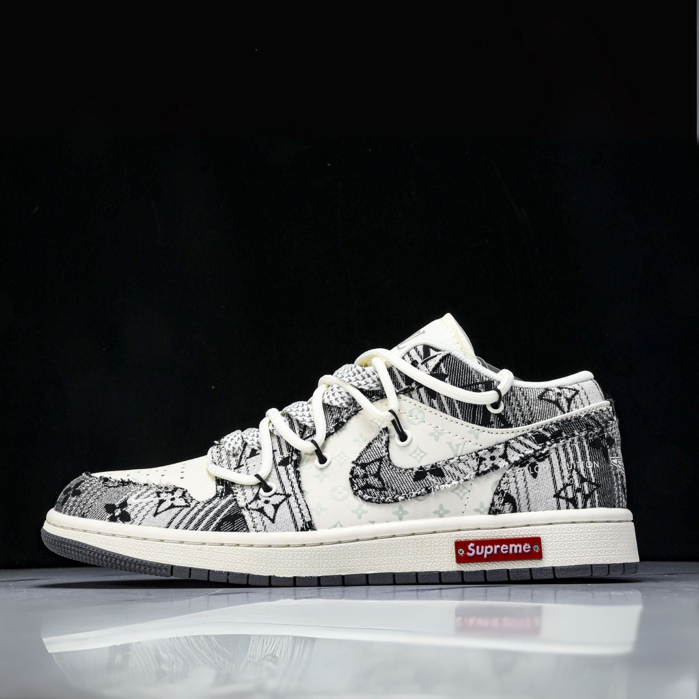 Black Denim LV Air Jordan 1