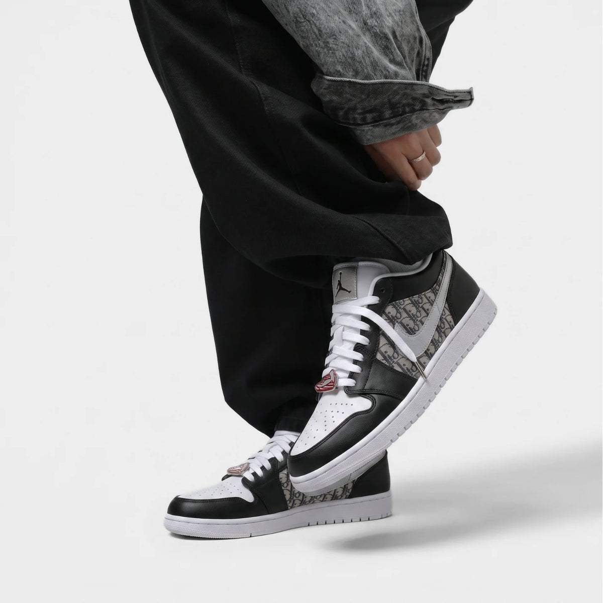 Silver Dior Air Jordan 1 Low