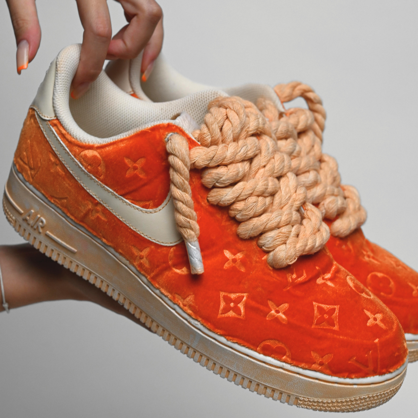 Orange LV Velvet Air Force 1