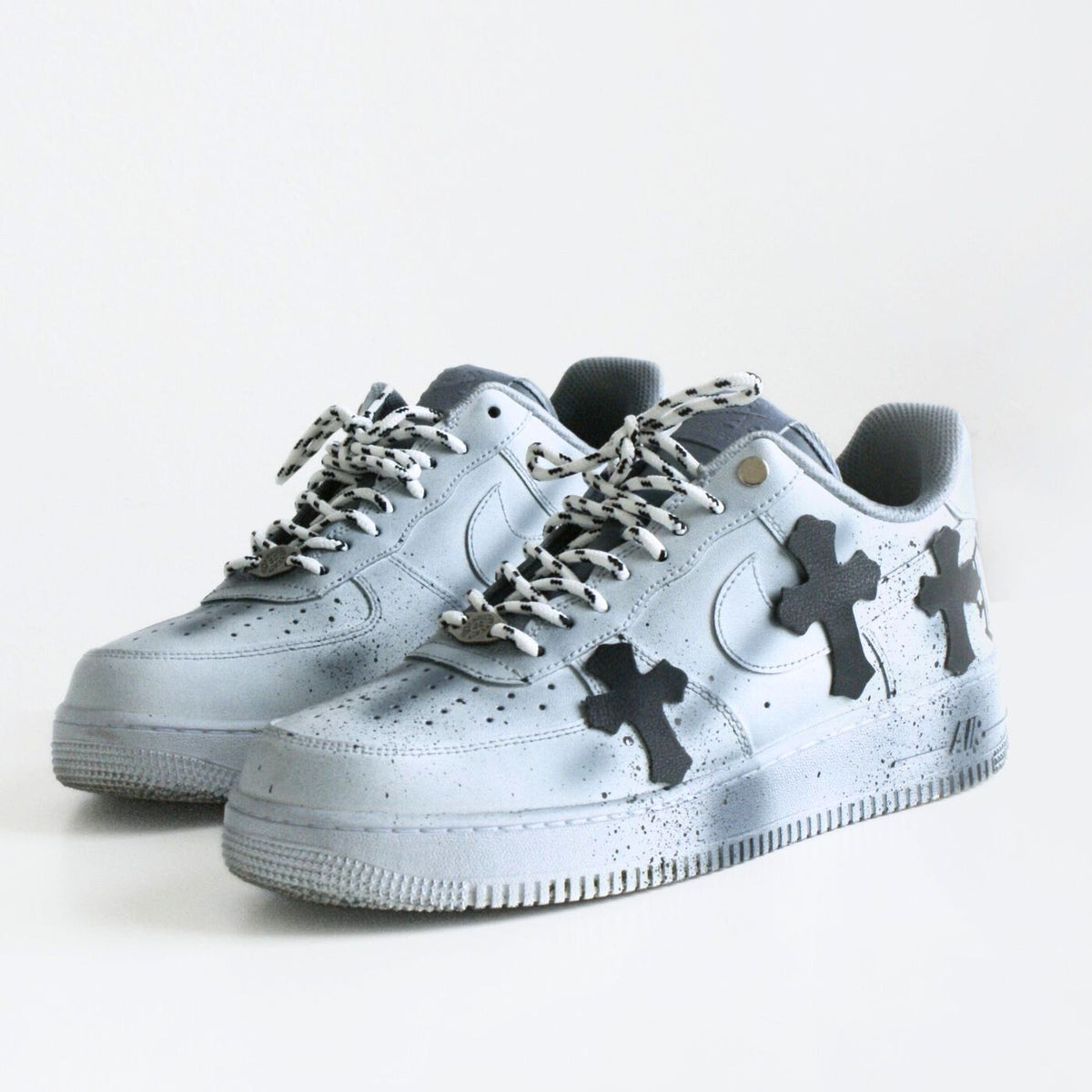 Custom Af1 Blue Buy Blue Chrome Hearts' Air Force 1 Sneakers | Drippy Custom