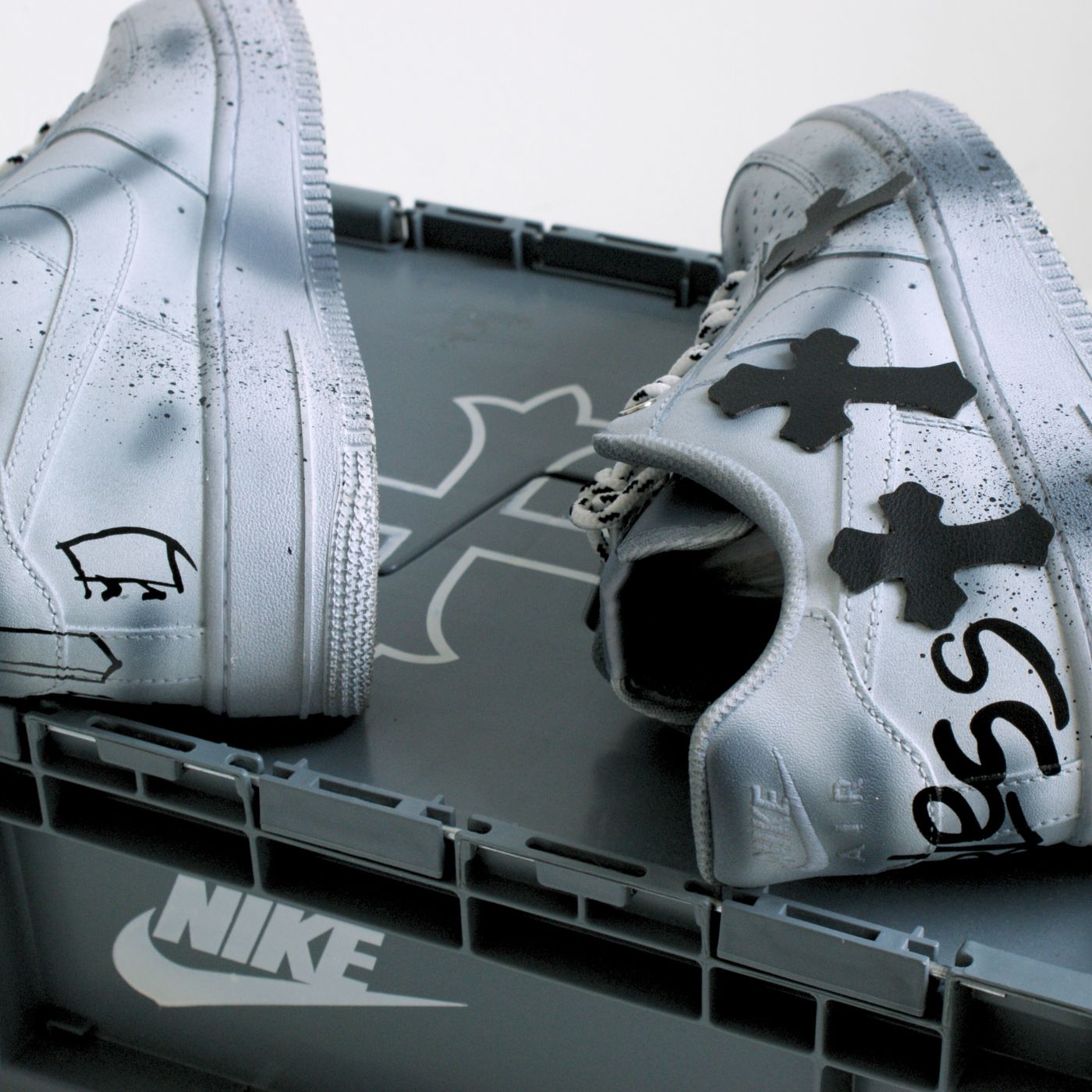 Blue Chrome Hearts Air Force 1