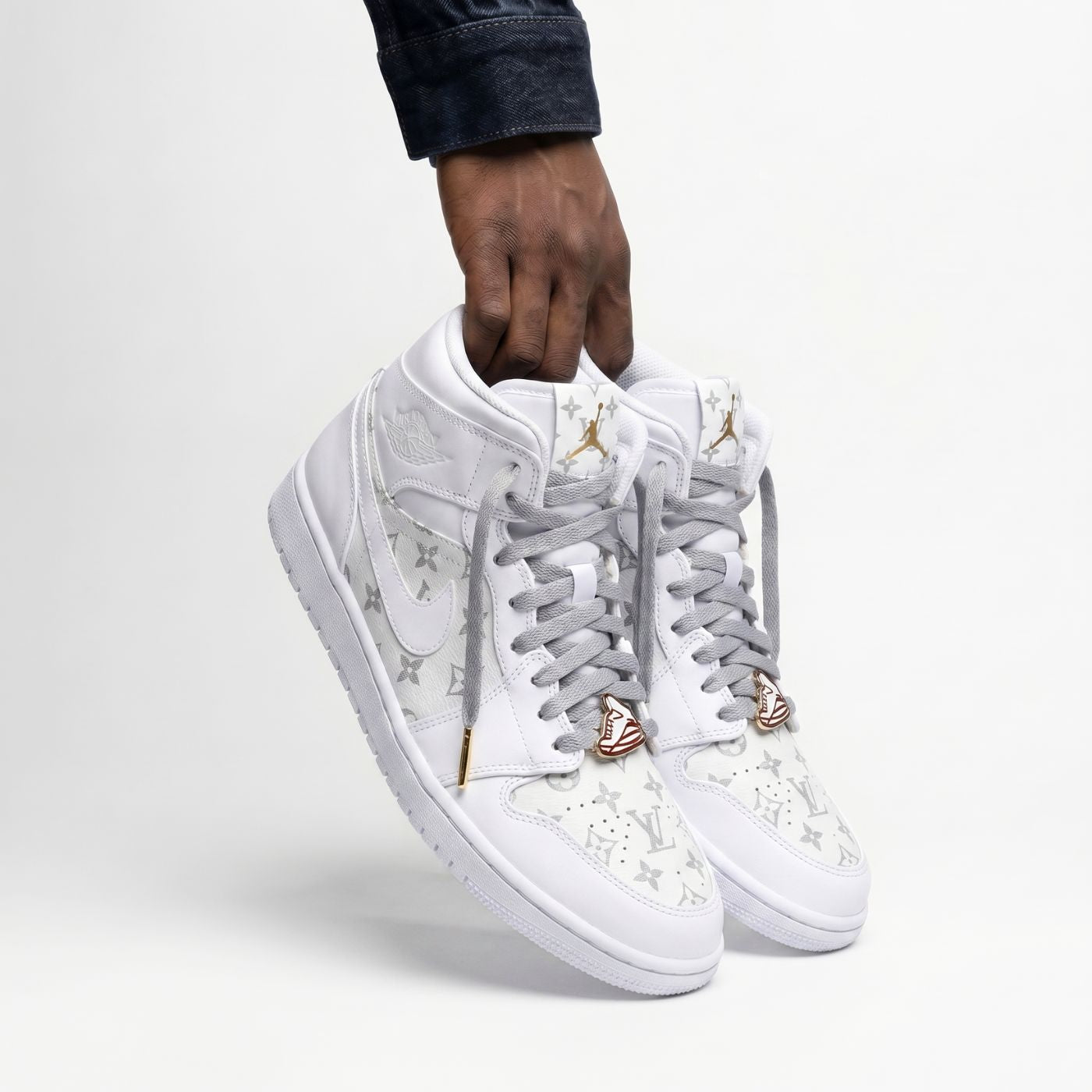 White LV Jordan 1 Mid
