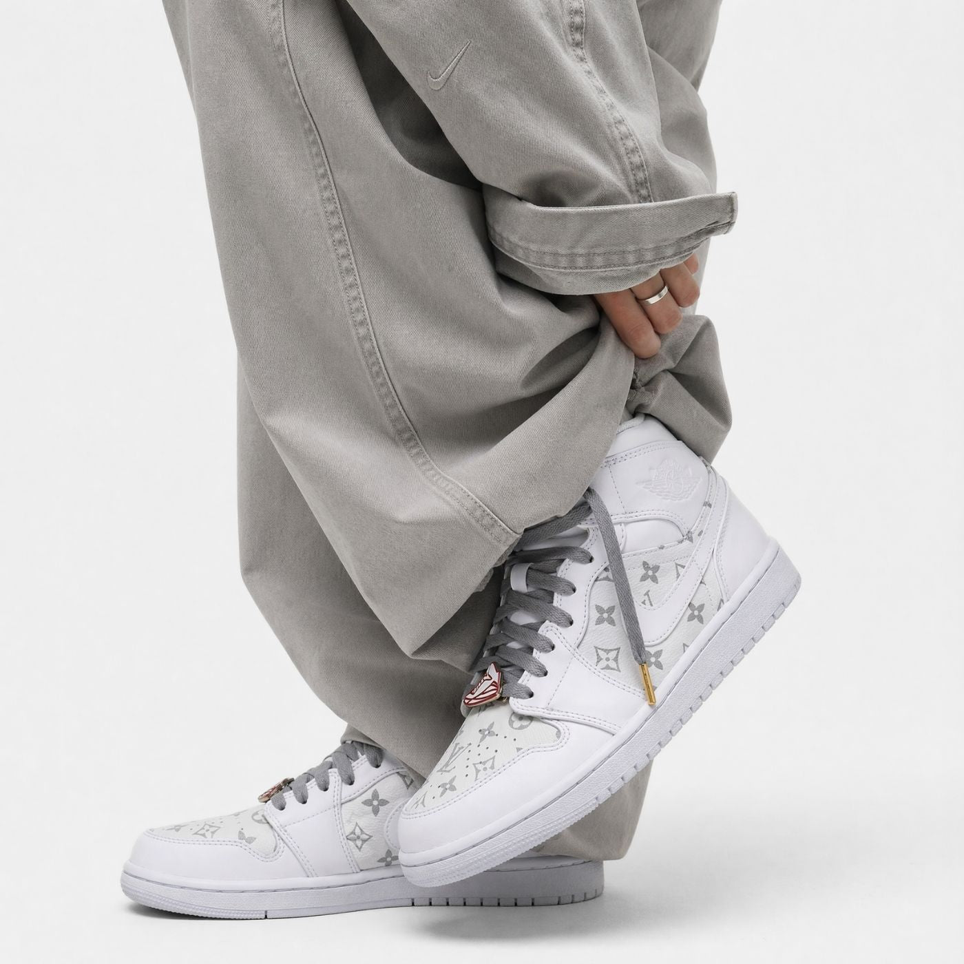 White LV Jordan 1 Mid