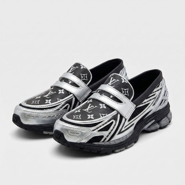 Silver Black LV New Balance 1906L Loafers