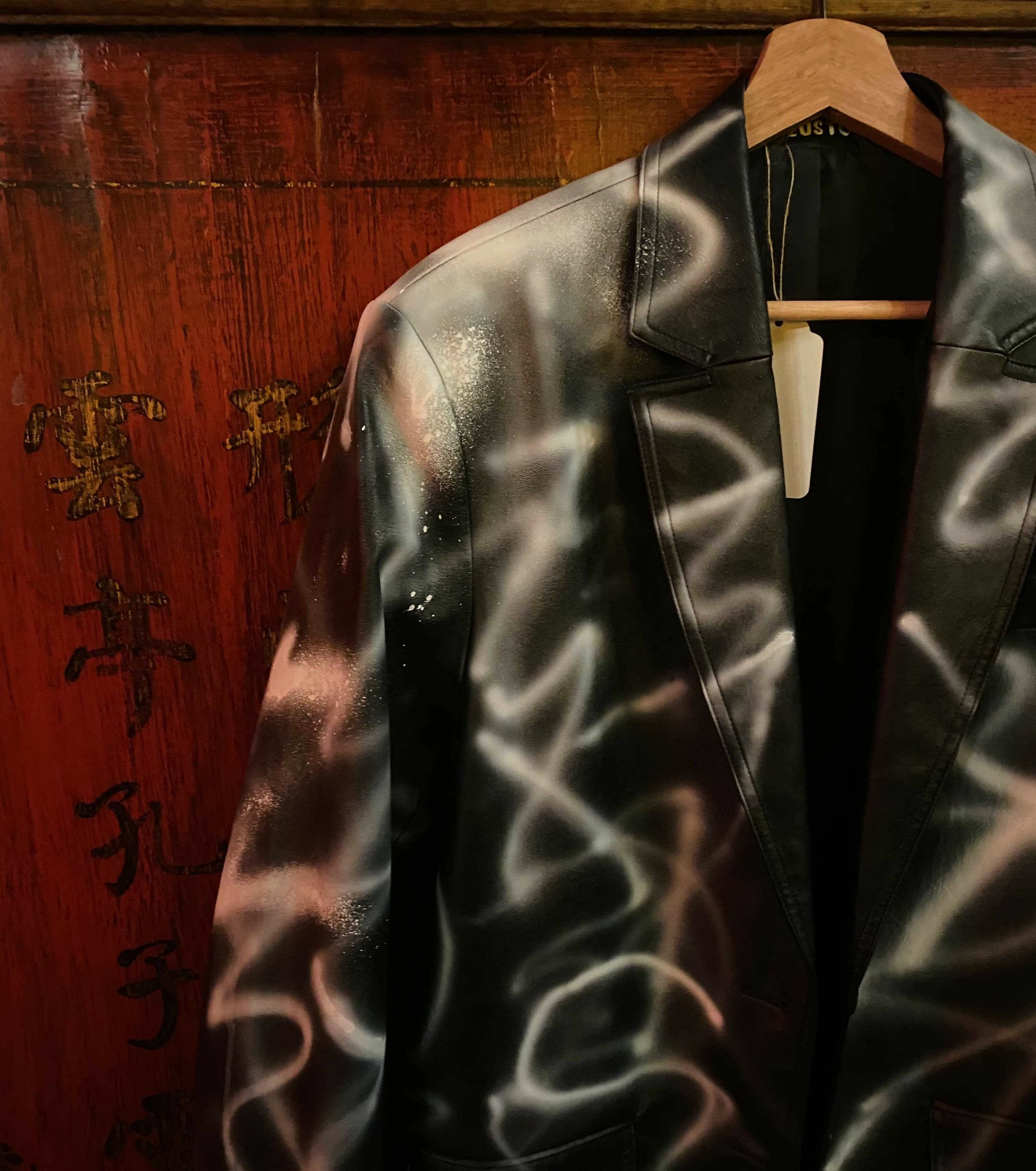 'Graffiti Style Hand-Painted Leather Blazer