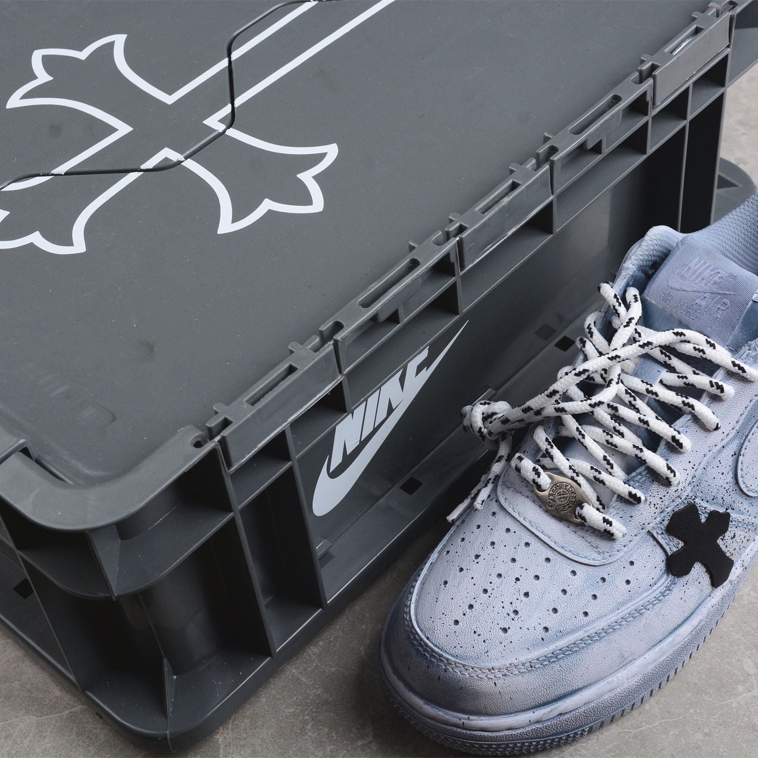 Blue Chrome Hearts Air Force 1