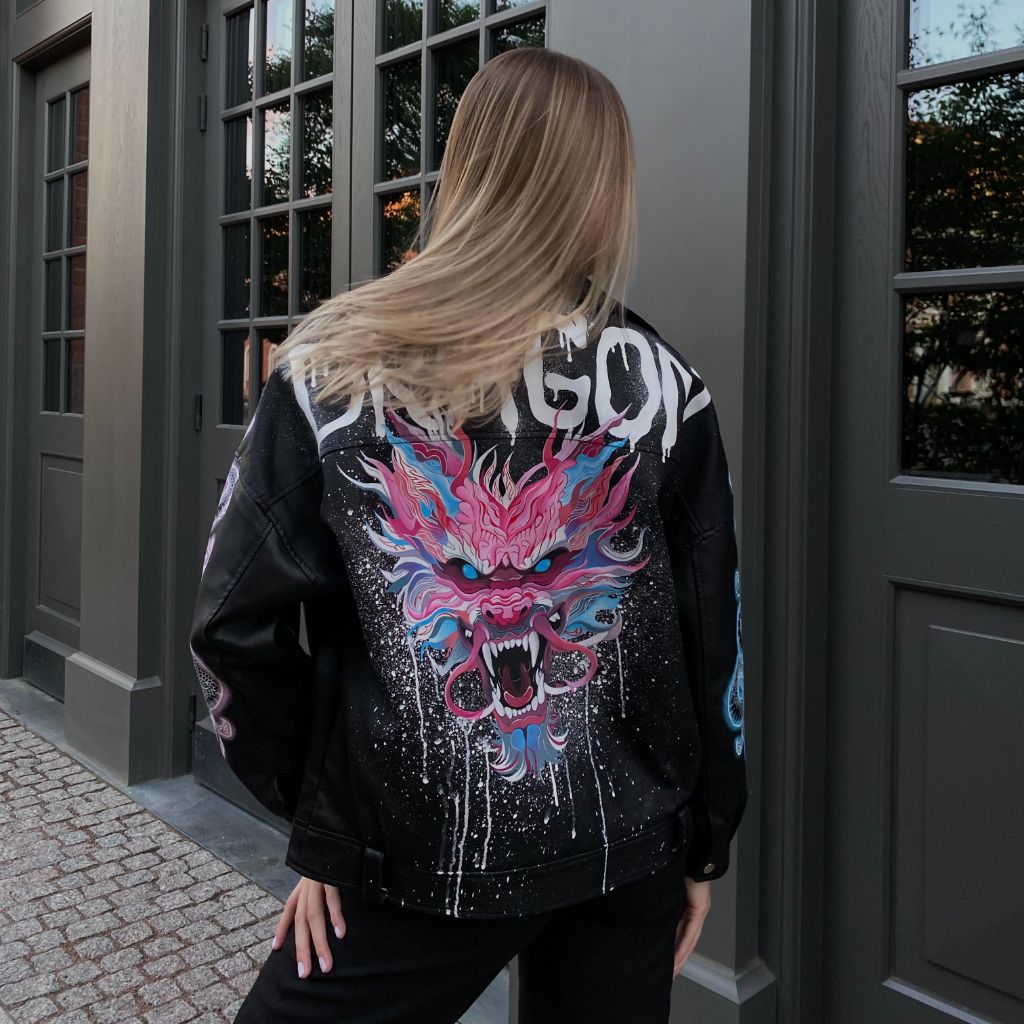 'Dragonhide Drifter' Hand-painted leather jacket