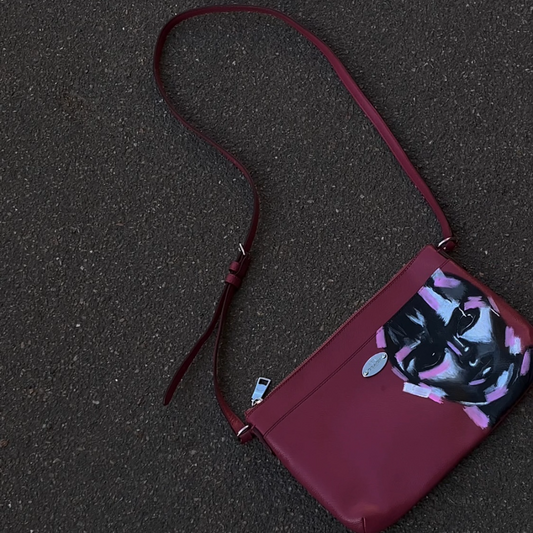 'Face the Red Elegance' Hand-Painted Bag