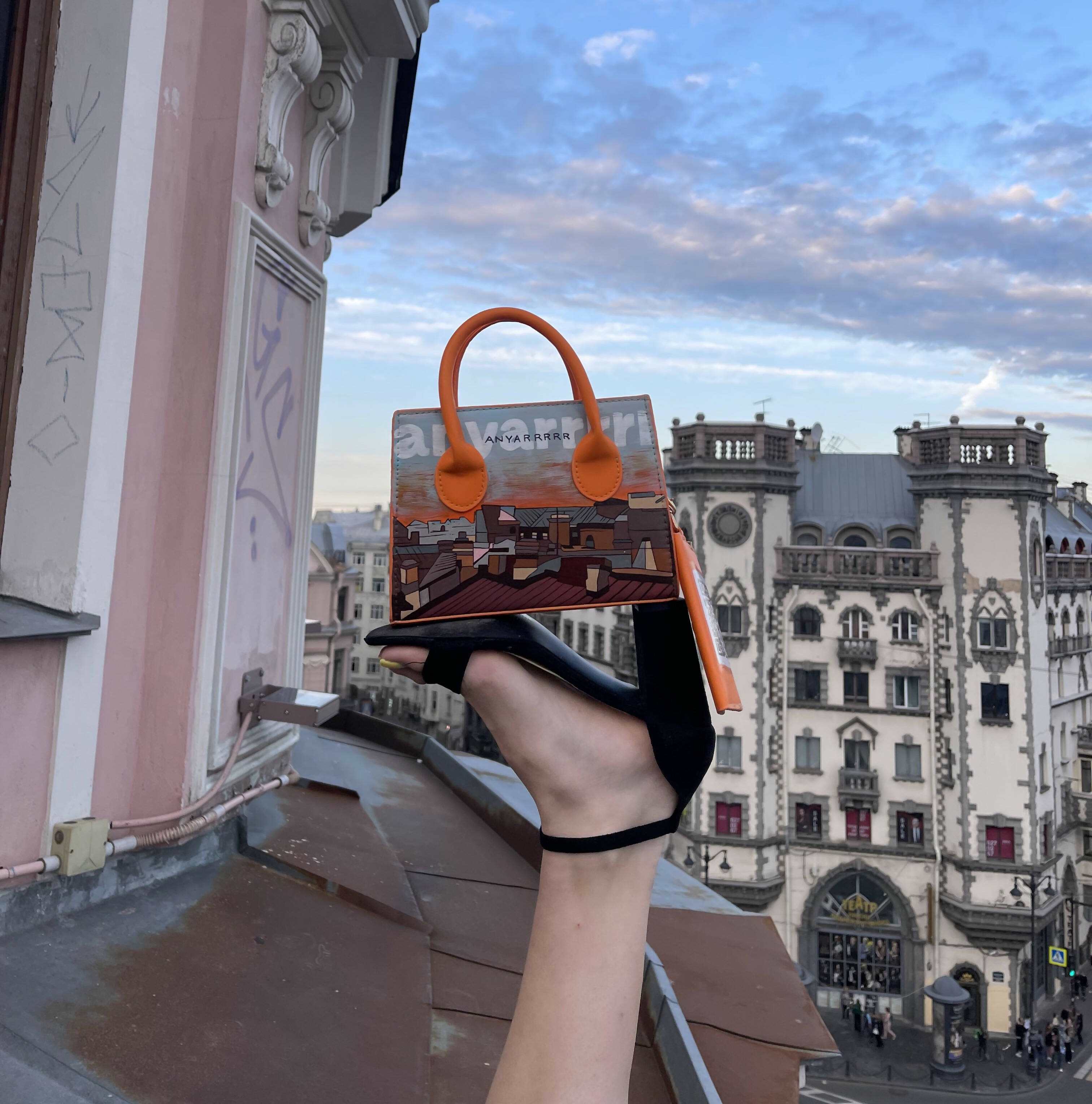 'Sunset Serenity Mini Tote' Hand-Painted bag