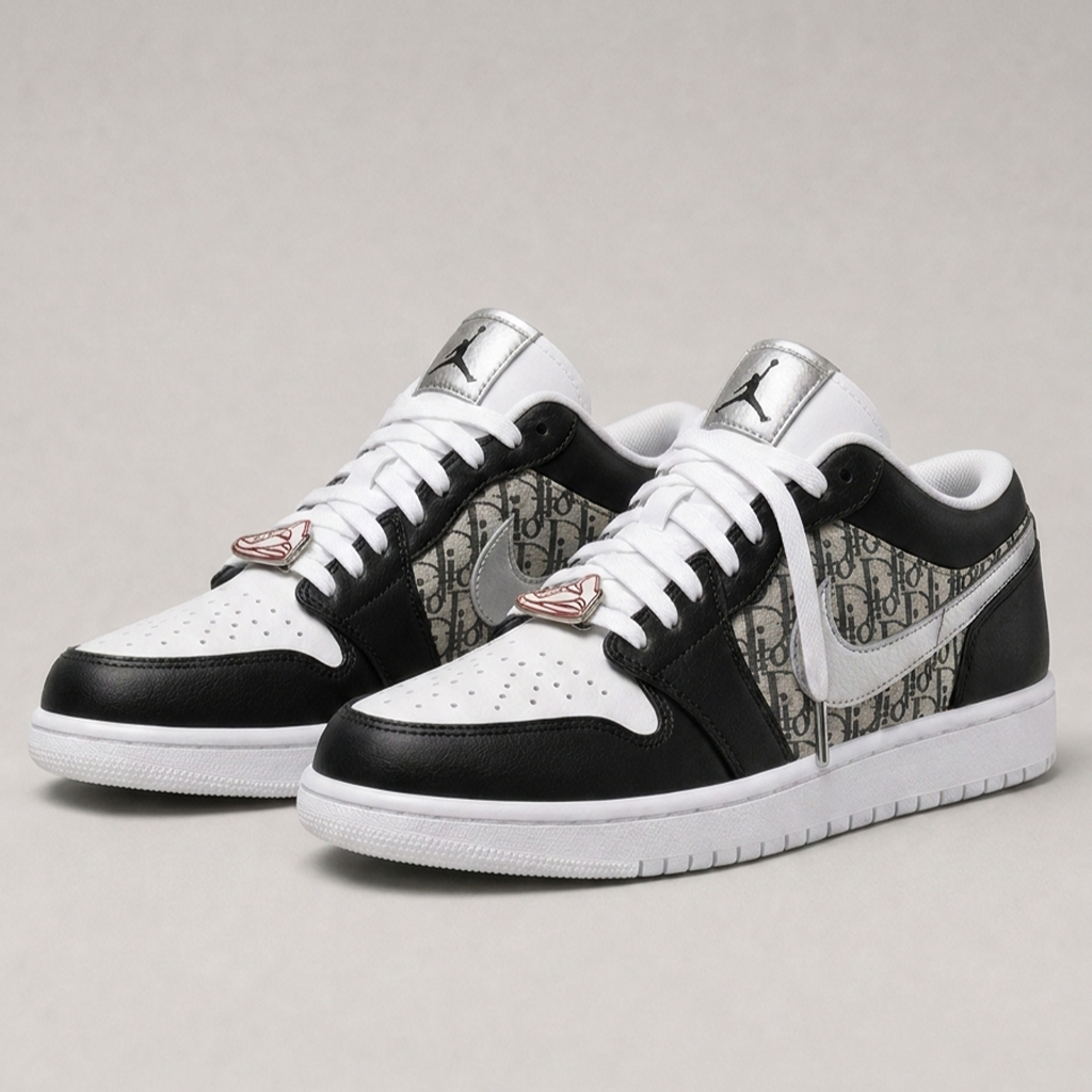 Silver Dior Air Jordan 1 Low