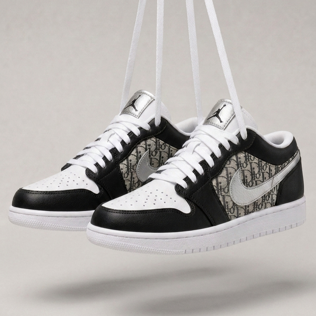 Silver Dior Air Jordan 1 Low
