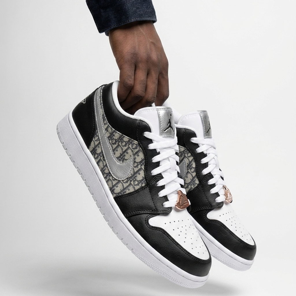 Silver Dior Air Jordan 1 Low