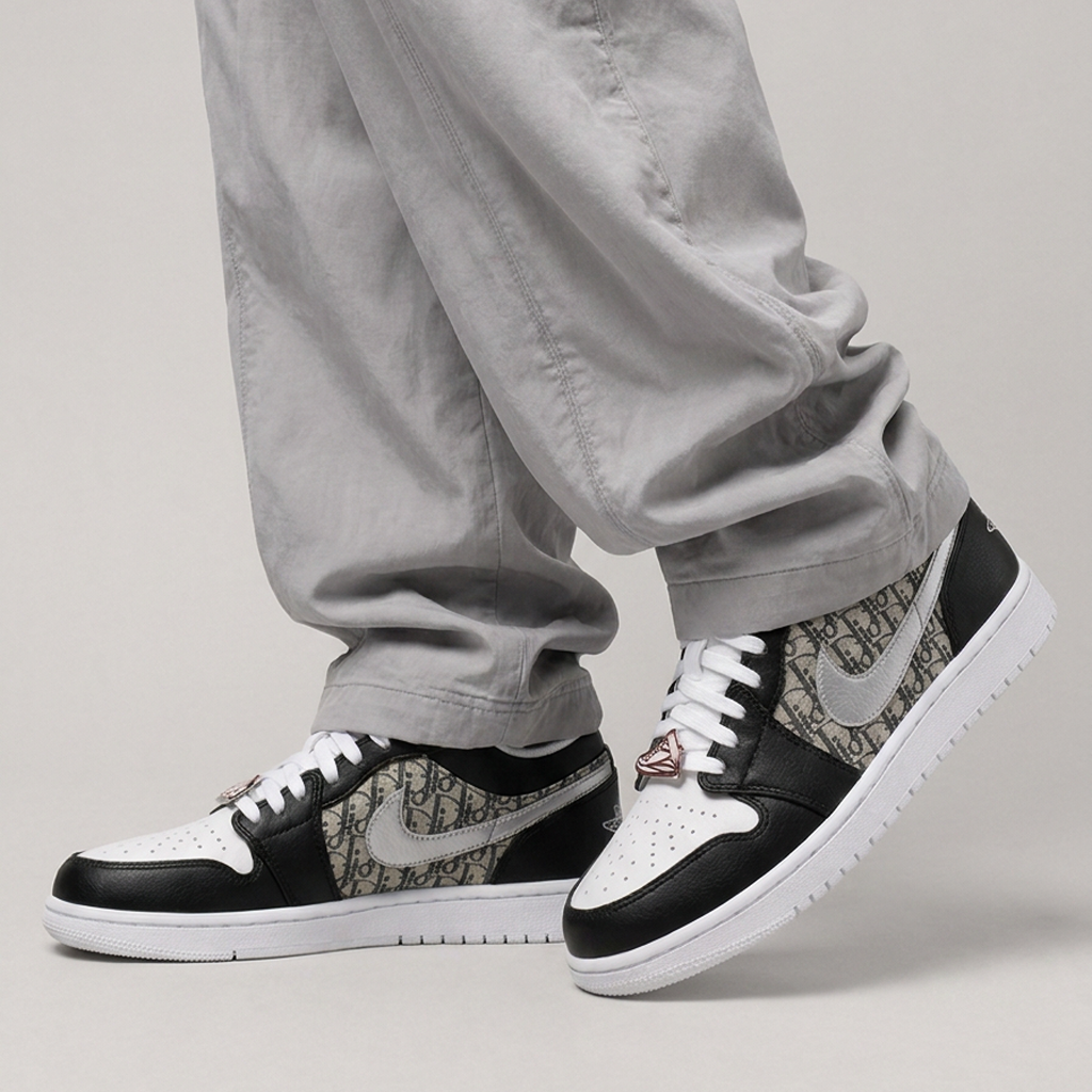 Silver Dior Air Jordan 1 Low