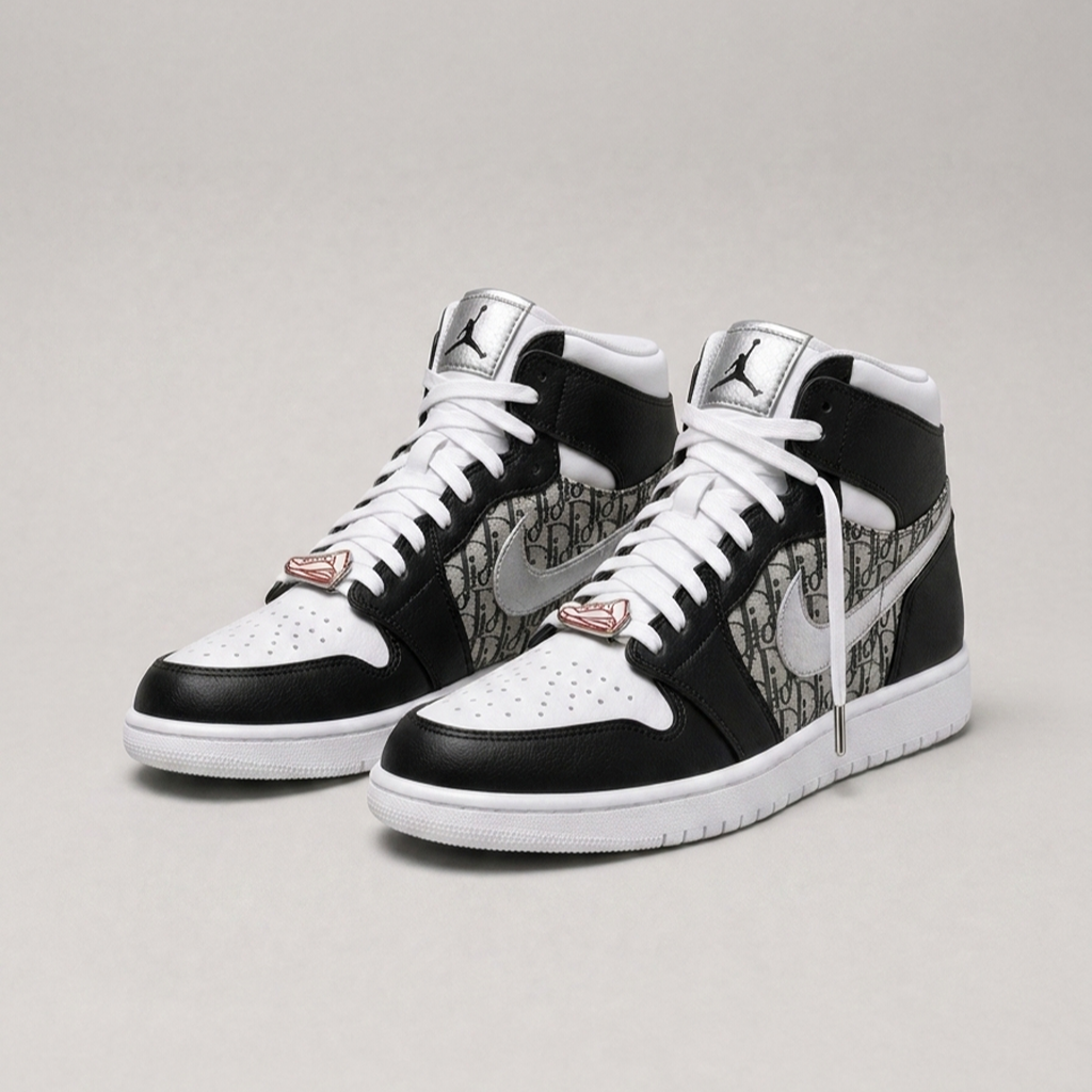 Silver Dior Air Jordan 1 High