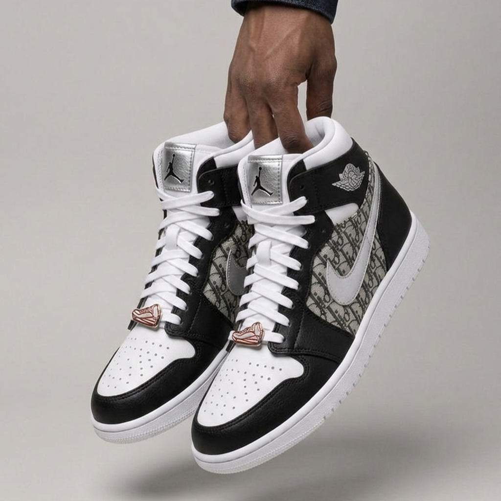 Silver Dior Air Jordan 1 High
