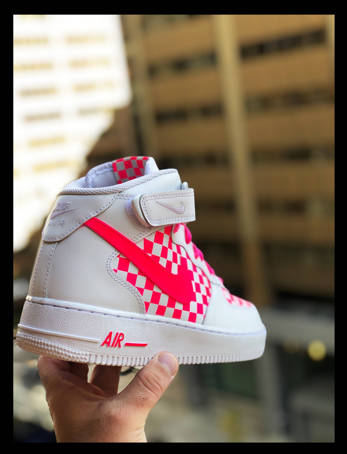 'Neon Pink Checker' Air Force 1 Mid