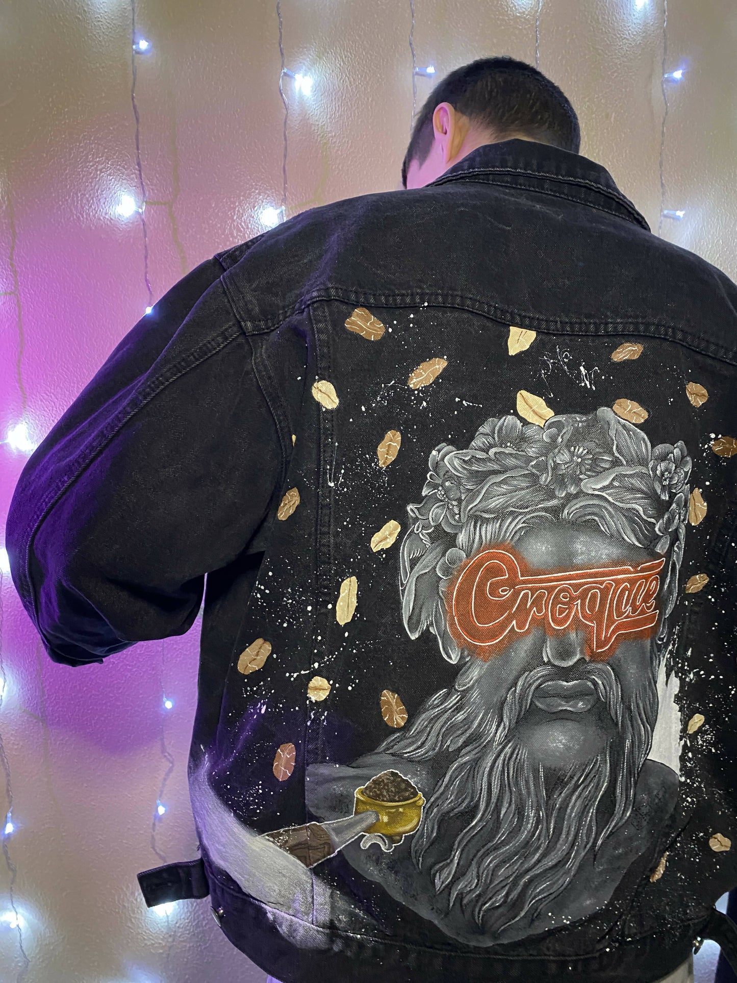 'ApolloDivine' Hand-Painted Jeans Jacket
