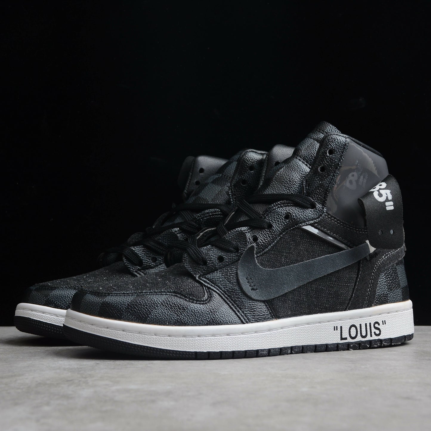 "Black Off-Louis LV" Air Jordan 1 High