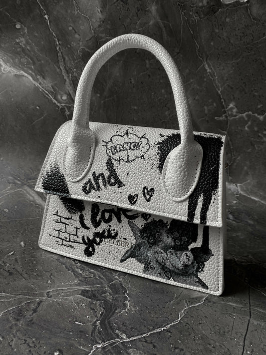 "CupidonBlue" Hand-Painted Bag