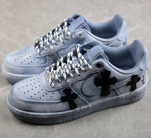 Shop Online Blue Chrome Hearts' Air Force 1 Sneakers 