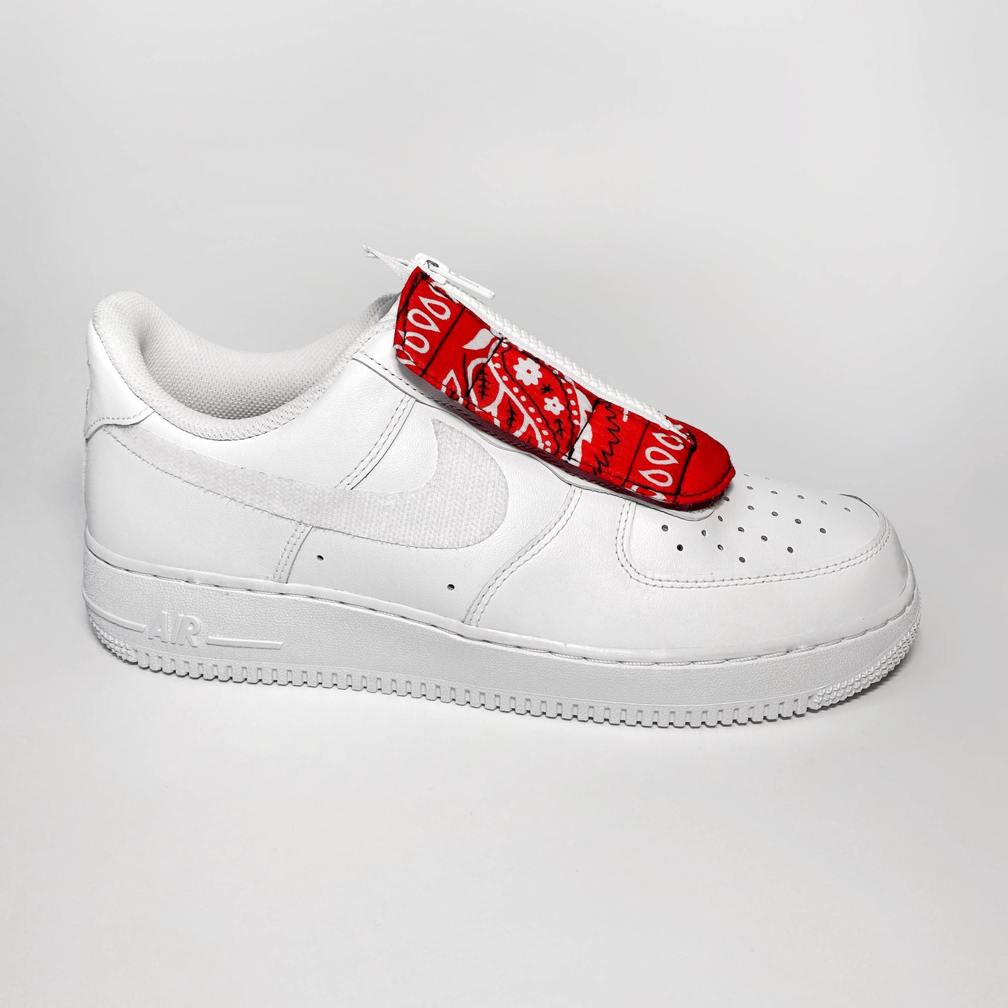 White air forces with red clearance bandana