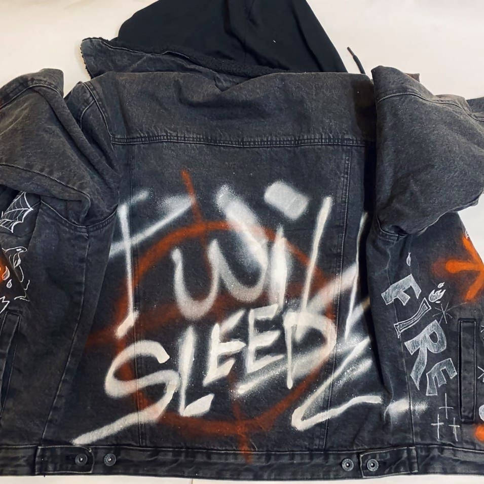 Hand Painted Denim Jacket - Flames