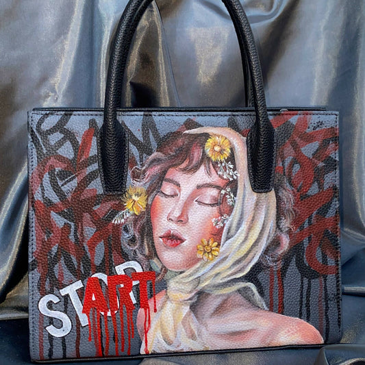 'STOP ART DRIP' Hand-Painted bag