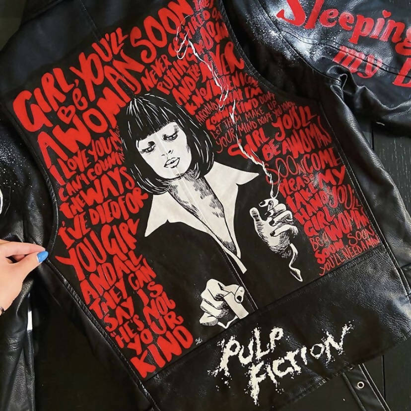 'Pulp Fiction' Hand-Painted Leather Jacket