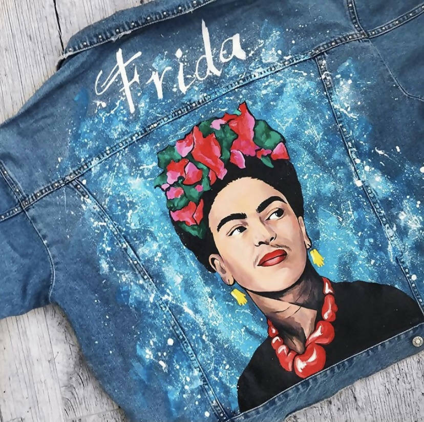 'Frida' Hand-Painted Denim Jacket