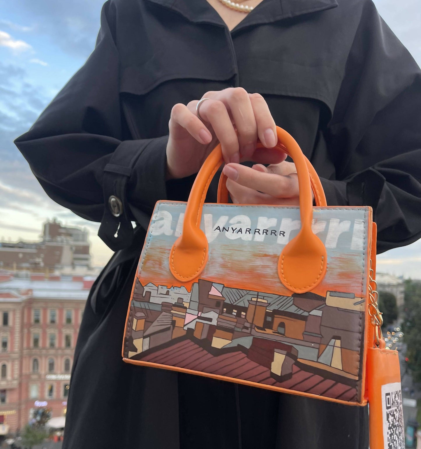'Sunset Serenity Mini Tote' Hand-Painted bag
