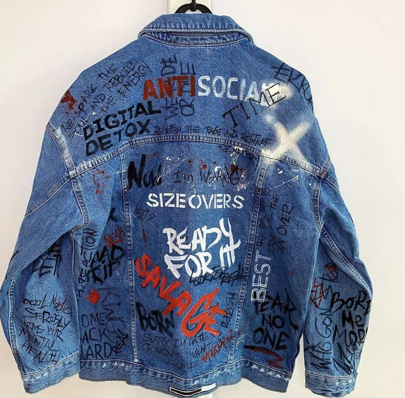 'Anti-social' Hand-Painted Denim Jacket