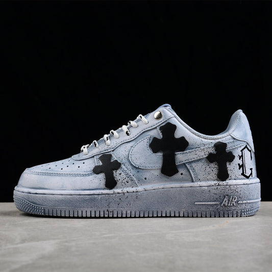 Blue Chrome Hearts' Air Force 1 Sneakers 