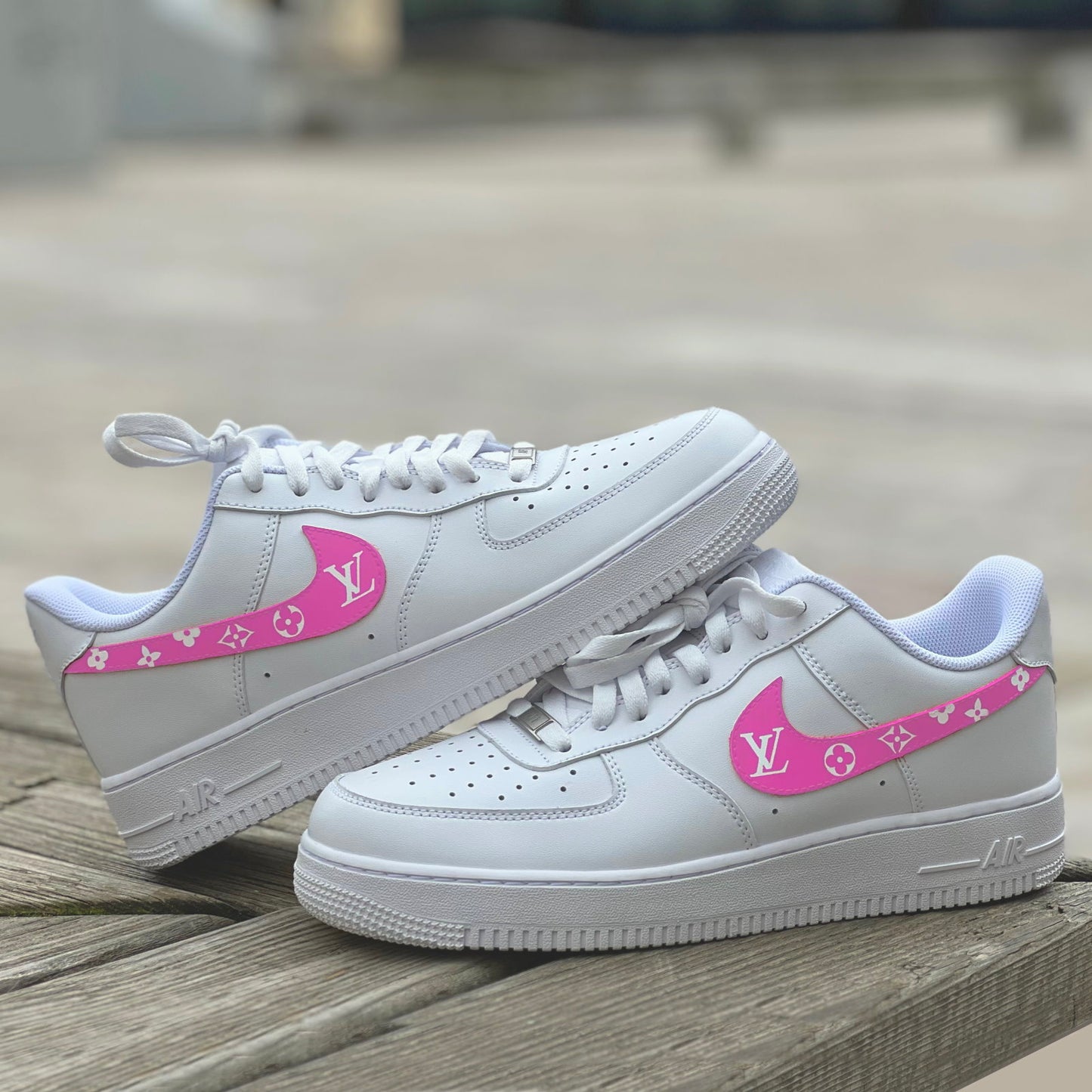 Pink 'Louis Vuitton' Air Force 1 Custom Sneakers