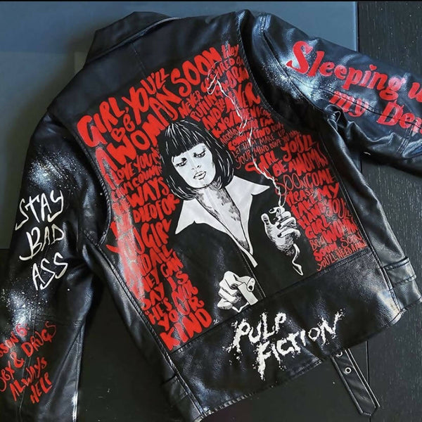 'Pulp Fiction' Hand-Painted Leather Jacket