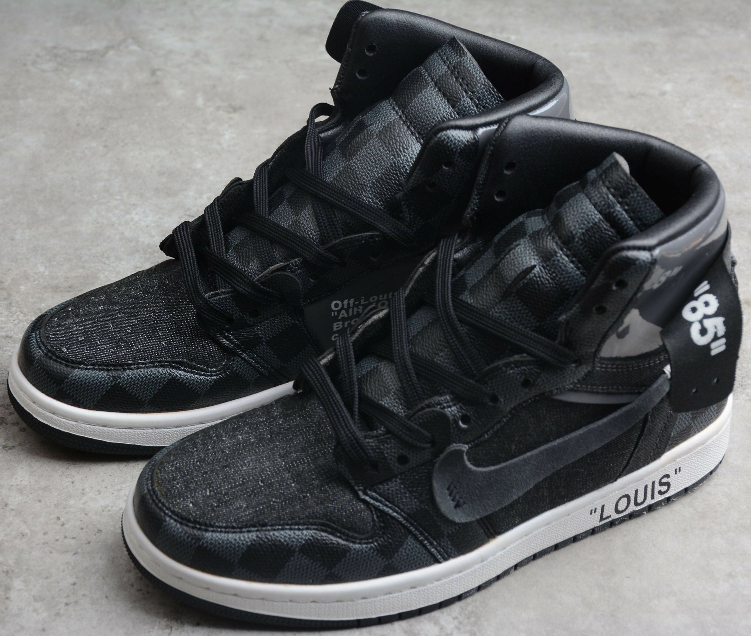 Black Off-Louis LV Nike Air Jordan 1 High